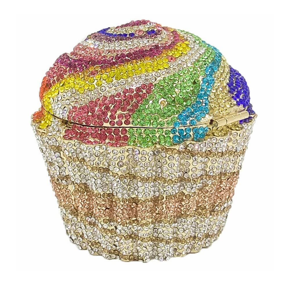 4724 Cute Cupcake Rhinestone Clutch Diamond Crystal Purse Evening Bags